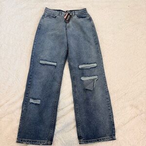 Pretty little thing Casual Wide-Leg Distressed Women’s Jeans - Washed Black